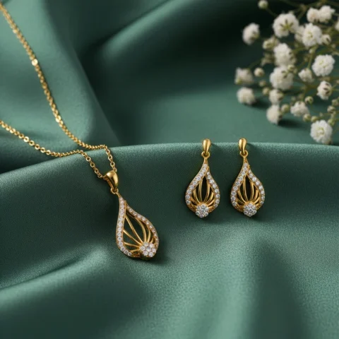 Golden Glint locket  Set Made With Pure 925 Silver